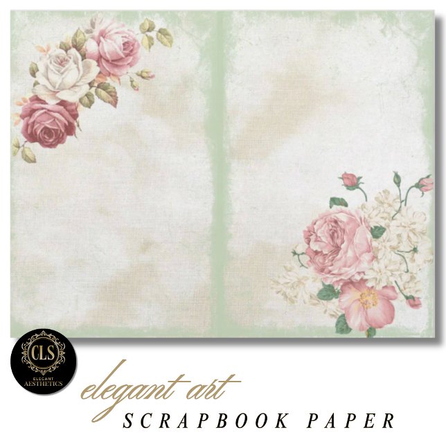 Vintage Floral Ephemera #9 Scrapbook Paper  (Decoupage Paper – Vintage Floral Ephemera 9)