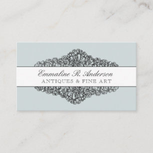 Vintage Floral Etching   Stripe   Custom Colour Business Card
