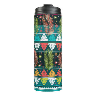 vintage floral ethnic seamless pattern in doodle s thermal tumbler