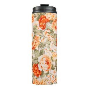 Vintage floral fabric thermal tumbler