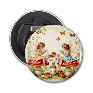 Vintage floral fairy picnic garden bottle opener