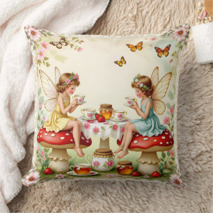 Vintage floral fairy picnic garden cushion