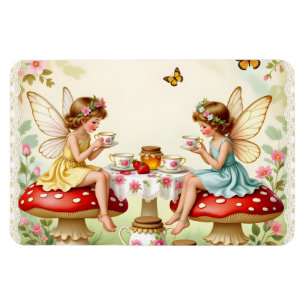 Vintage floral fairy picnic garden magnet