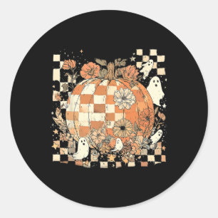 Vintage Floral Fall Pumpkin Ghost Thanksgiving Classic Round Sticker