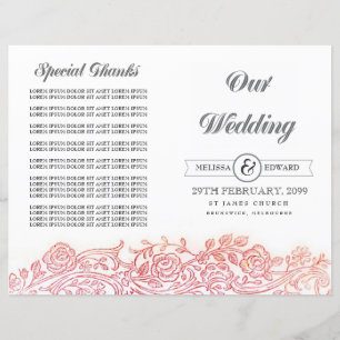 Vintage Floral Filigree Wedding Program Booklet