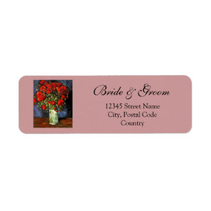 Vintage floral fine art bride and groom wedding return address label