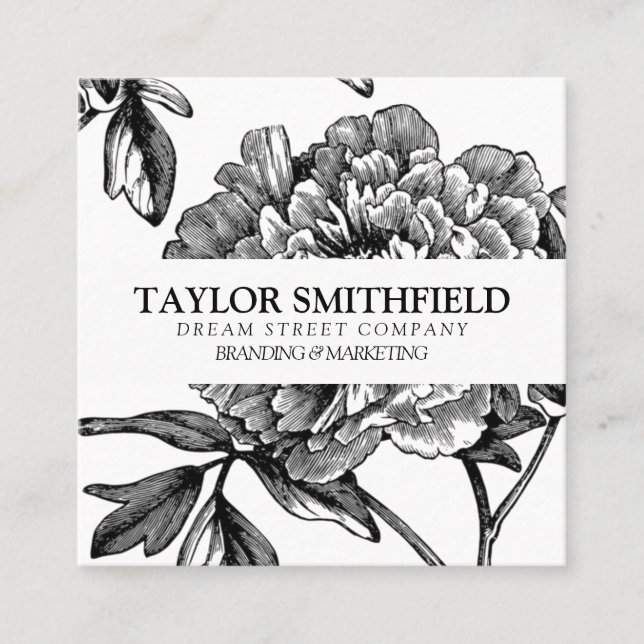 Vintage Floral Fine Line Business Card (Front)