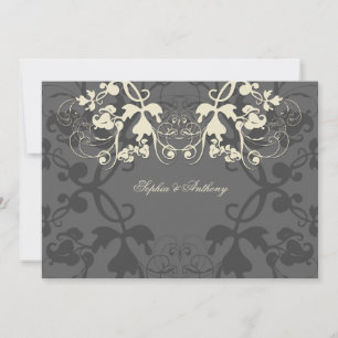 Vintage Floral Flourish Ivory Wedding Invitation