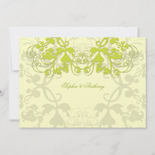 Vintage Floral Flourish Lime Wedding Invitation