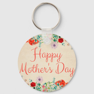 Vintage Floral Flowers Blossoms Happy Mother's Day Key Ring