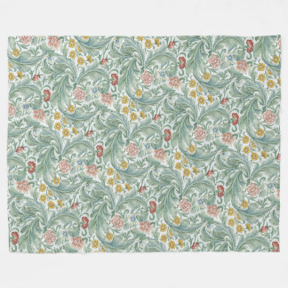 Vintage Floral Flowers William Morris Leicester    Fleece Blanket