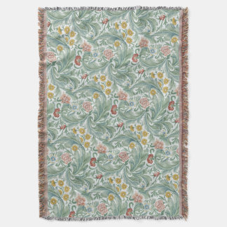 Vintage Floral Flowers William Morris Leicester  Throw Blanket