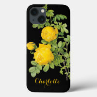Vintage Floral Flowers, Yellow Roses by Redoute