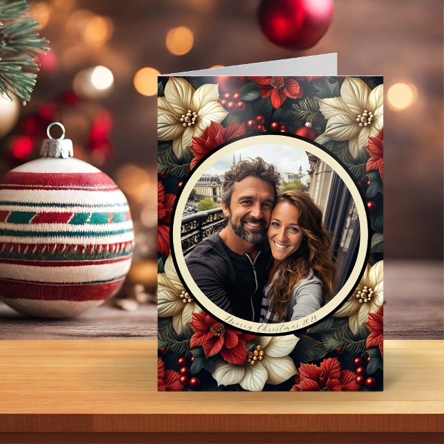 Vintage Floral Folded Christmas Card (Creator Uploaded)