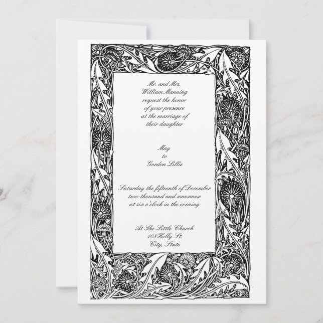 Vintage Floral & Foliage Art Nouveau Frame Invitation (Front)