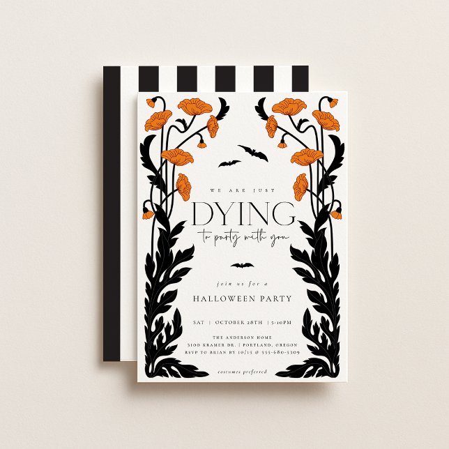 Vintage Floral Frame Halloween Party Invitation (Creator Uploaded)