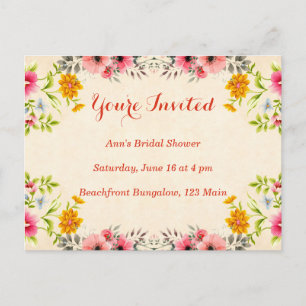 Vintage Floral Frame Invitation Postcard
