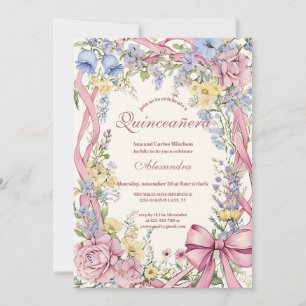 Vintage floral frame Quinceañera Invitation