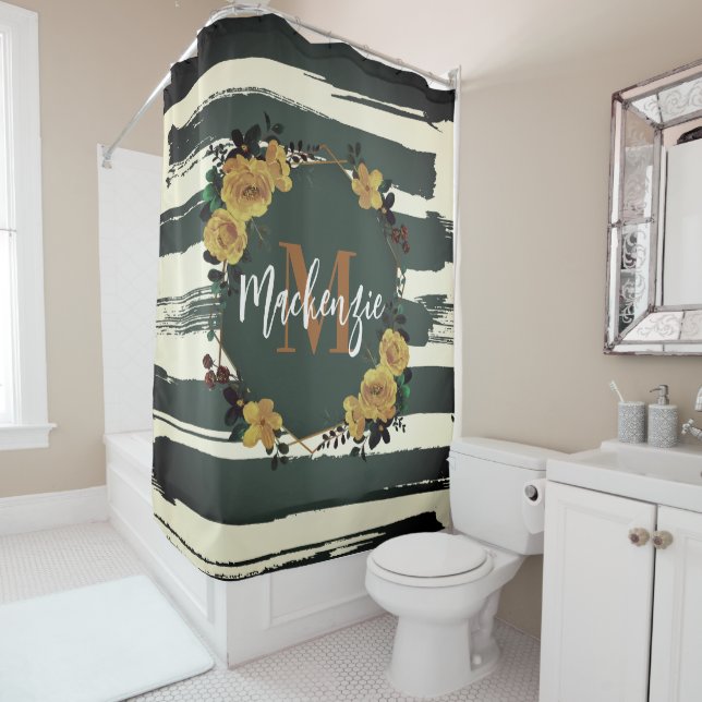 Vintage Floral Frame Shower Curtain (In Situ)
