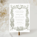 Vintage Floral Frame Vines Toile Sage Wedding Invitation<br><div class="desc">Vintage Floral Vines Toile Frame Elegant Wedding Invitation. Renaissance Baroque Border Frame Invitation. Formal Classic Wedding Invitation Template.</div>