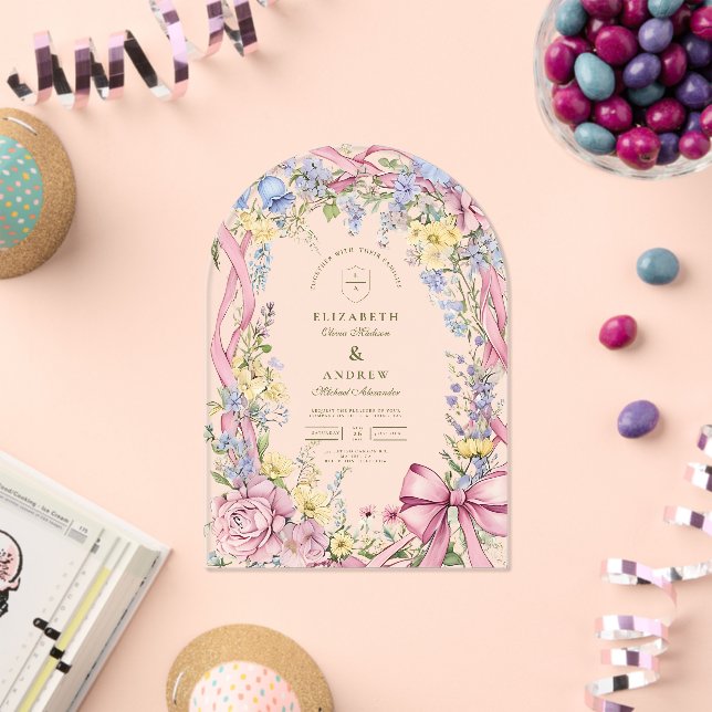 Vintage floral frame wedding acrylic invitations (Insitu (Celebration))