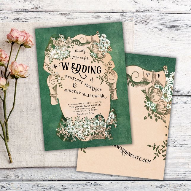 Vintage Floral Frame Wedding Invitation (Creator Uploaded)