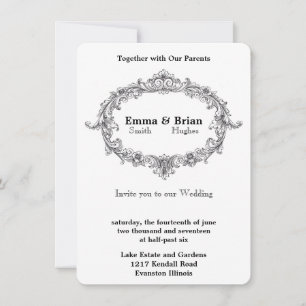 Vintage Floral Frame Wedding Invitation