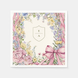 Vintage floral frame wedding napkin
