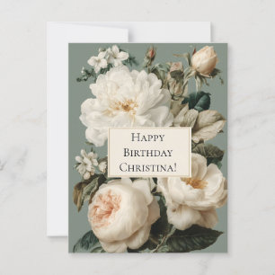 Vintage Floral Frame with Cream and Pink Roses Postcard