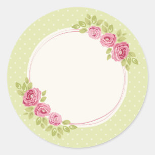 Vintage Floral Frame with Roses   Editable Wedding Classic Round Sticker