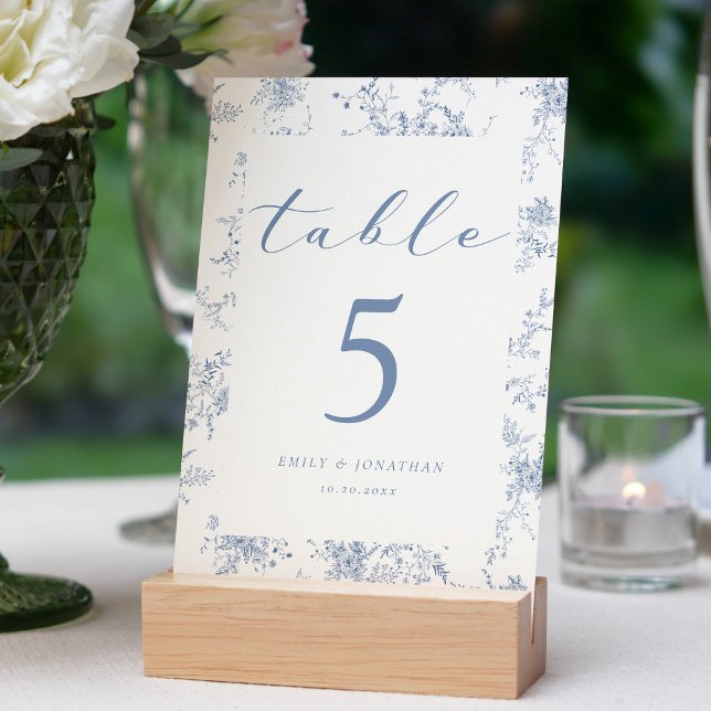 Vintage Floral French Blue Wedding Table Number (Creator Uploaded)