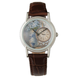 Vintage Floral French Country Clock Decor Watch