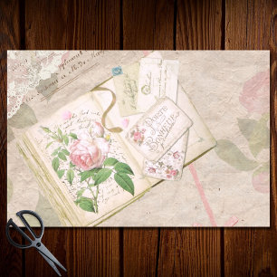 Vintage Floral French Scrapbook Ephemera Decoupage Tissue Paper