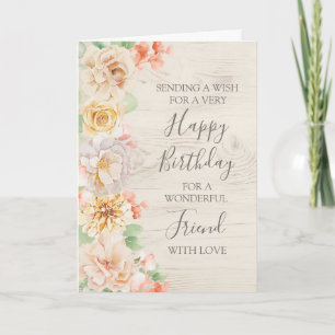 Vintage Floral Friend Happy Birthday Card