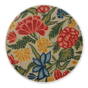 Vintage Floral Garden Artwork Ceramic Knob