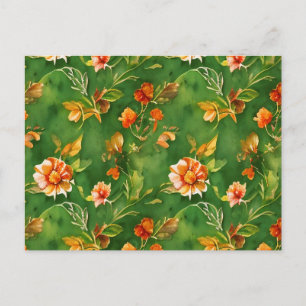 Vintage Floral Garden Watercolor Seamless Pattern  Holiday Postcard