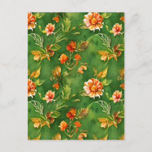 Vintage Floral Garden Watercolor Seamless Pattern  Postcard