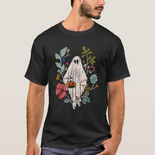 Vintage floral ghost cute Halloween funny graphic T-Shirt