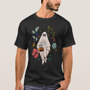 Vintage floral ghost cute Halloween graphic sarca T-Shirt