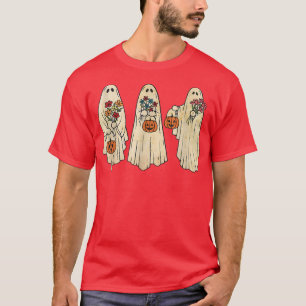 Vintage Floral Ghost Cute Halloween Scary Night T-Shirt