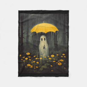 Vintage Floral Ghost Halloween Gothic Ghost Dark F Fleece Blanket