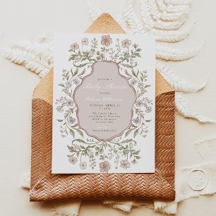 Vintage Floral Girls Baby Shower Invitation