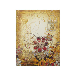 Vintage Floral Gold Bird Cage Peacock & Butterfly  Notepad