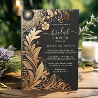 Vintage Floral Gold Foil Embossed Bridal Shower