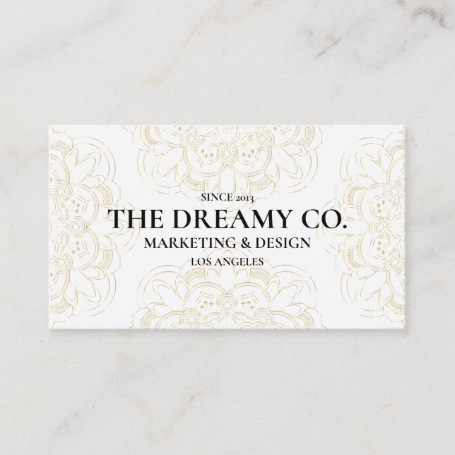 Vintage Floral Gold Pattern Business Card (Front)