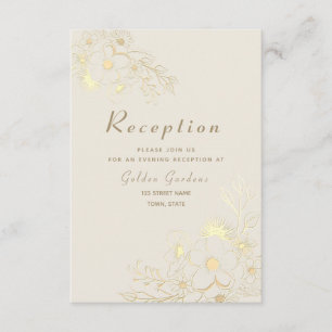 Vintage Floral Gold Wedding Reception Enclosure Card