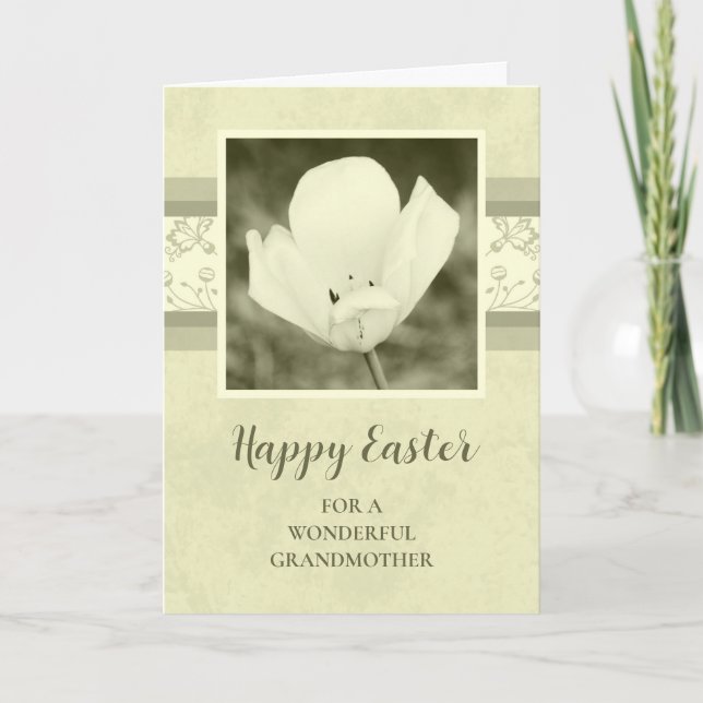 Vintage Floral Grandmother Happy Easter Holiday Card (Front)