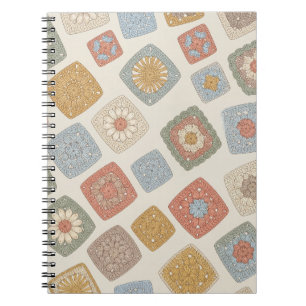 Vintage Floral Granny Square Crochet Pattern Notebook