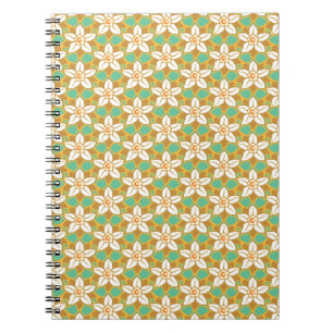 Vintage Floral green and yellow Jonquil pattern Notebook
