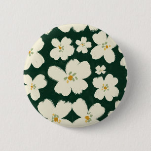 vintage floral green background aesthetic 6 cm round badge